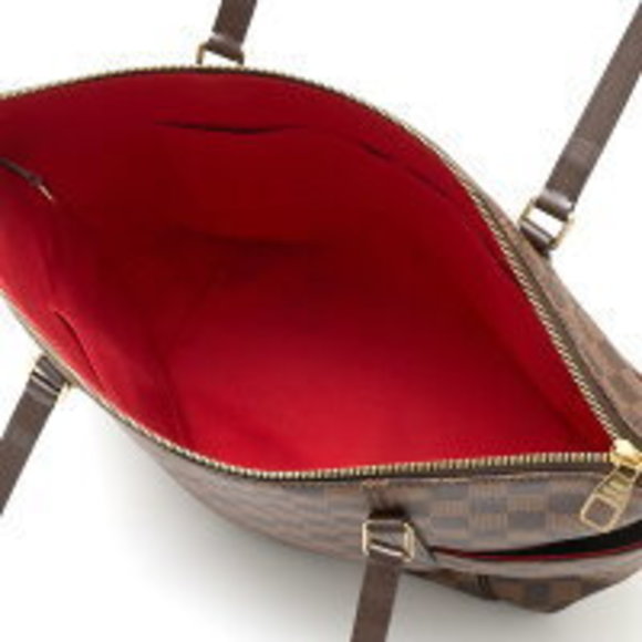 Louis Vuitton Totally Brown Ebene Leather Damier Bag Shoulder Red - Picture 6 of 7